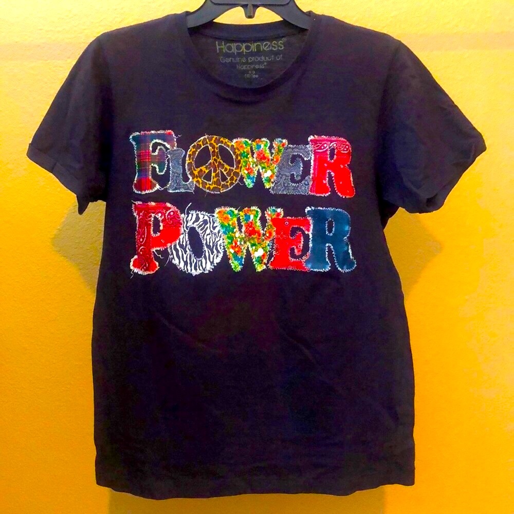 Happiness is a 10$ tee tshirt Flower power Formentera 13 multicolor S black Top